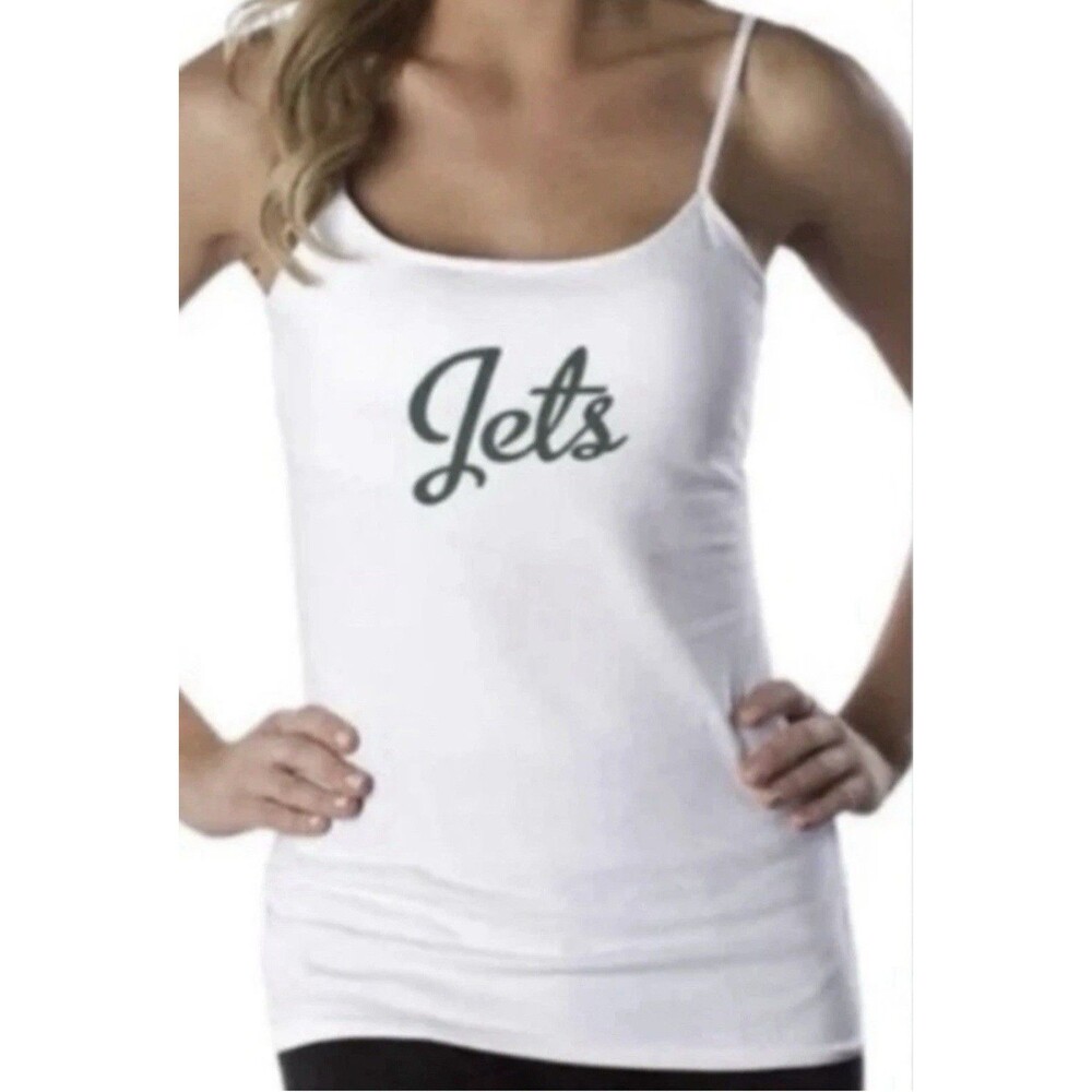 New York Jets All Sport Couture NFL White Double Camisole Tank Top Women’s Small
